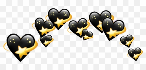 Black Hearts Heart Crown Crowns Emoji Tumblr Aest - Heart Emoji On Head,Crown Emoji