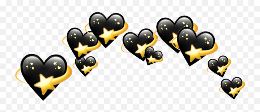 Black Hearts Heart Crown Crowns Emoji Tumblr Aest - Heart Emoji On Head,Crown Emoji