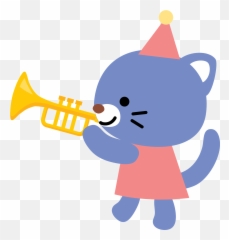 Cat Is Playing Trumpet Clipart Emoji,French Horn Emoji