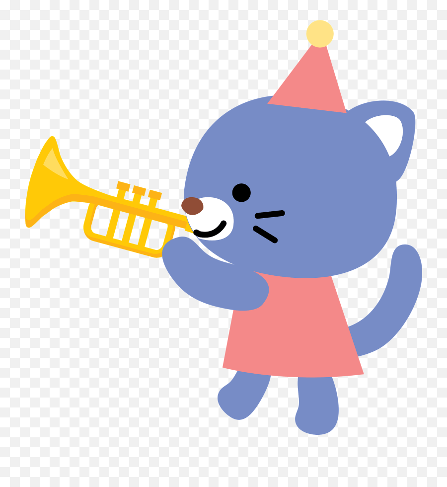 Cat Is Playing Trumpet Clipart Emoji,French Horn Emoji