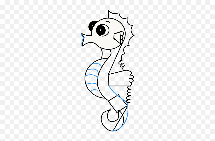 How To Draw A Seahorse Step - Cartoon Emoji,Seahorse Emoji