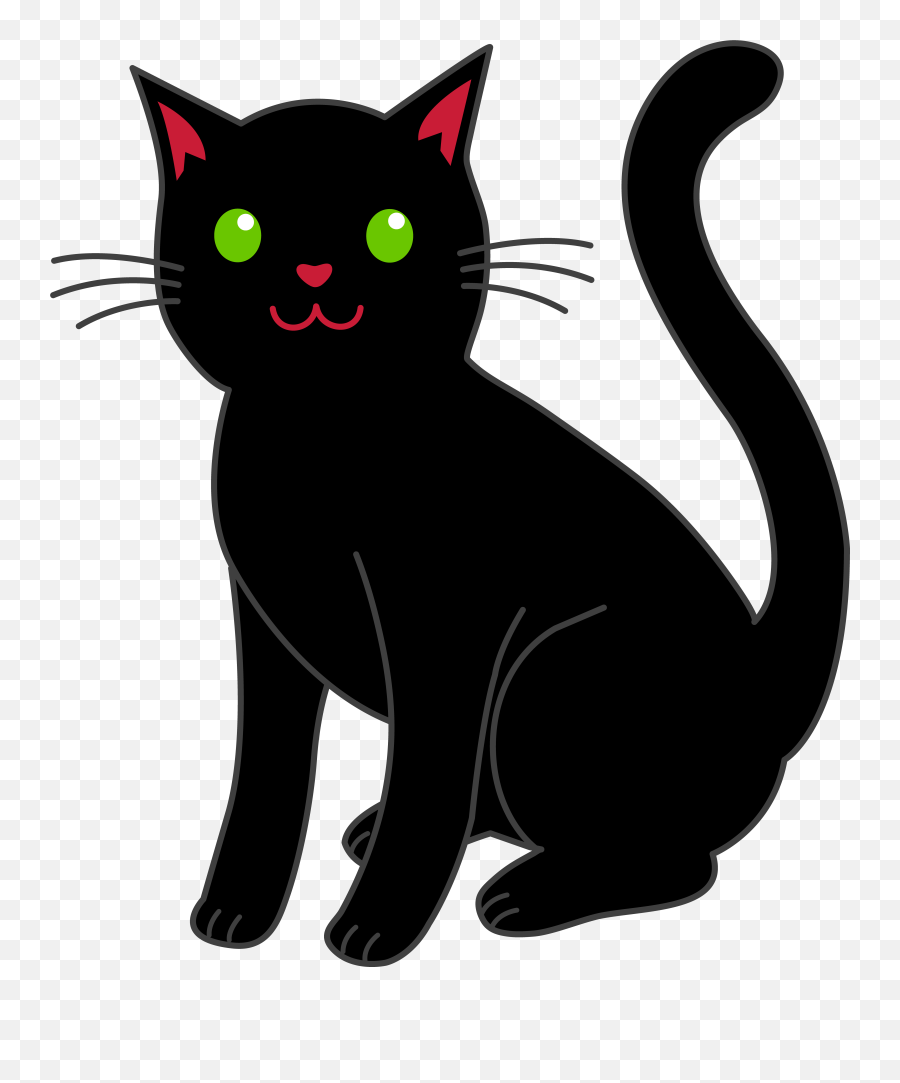Free Black Cat Pictures Cartoon - Halloween Black Cat Clipart Emoji,Black Cat Emoticon