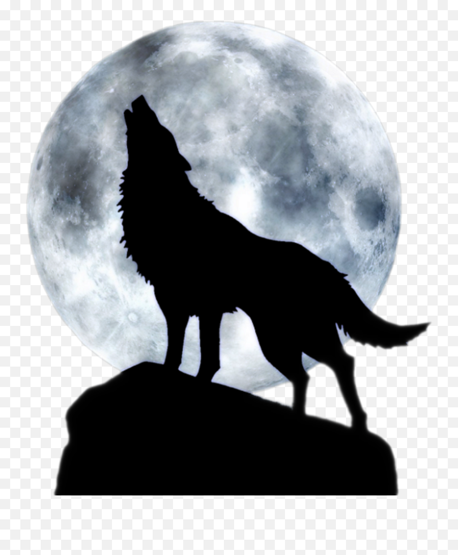 Ftestickers Fullmoon Wolf Howling - Black Wolf Howling At The Moon Emoji,Wolf Howling Emoji
