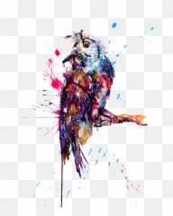 Download Owl Sketch Tattoo Watercolor Painting Drawing - Owl Paint Splatter Tattoo Emoji,Owl Emoticon