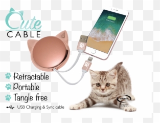 Cat Cable - Retractable for iPhone Kitten Emoji