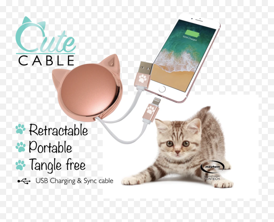 Cat Cable - Retractable For Iphone Kitten Emoji,Dinosaur Emoji Iphone