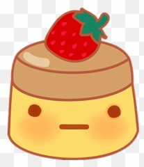 Pudding Custard Dessert Strawberry Fruit Cute Face - Flan Emoji,Flan Emoji