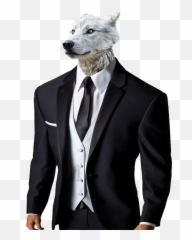 Business Wolf Strong - Black Blazer With Waistcoat Emoji,Roll Safe Emoji