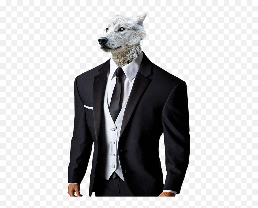 Business Wolf Strong - Black Blazer With Waistcoat Emoji,Roll Safe Emoji