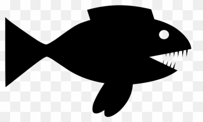 Piranha Fish Angry Animal Teeth - Clipart Black Emoji