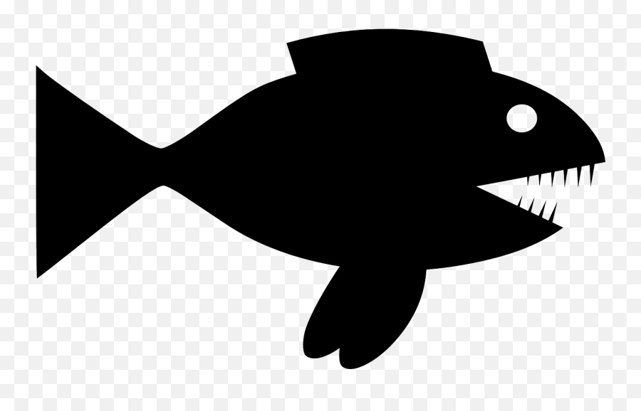 Piranha Fish Angry Animal Teeth - Clipart Black Fish Emoji,Fish And Horse Emoji