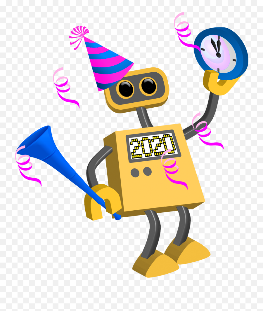 Cartoon 2020 Png Clipart Happy New Year 2020 Clipart - Robot New Year 2019 Emoji,Happy New Year Emoticons Animated