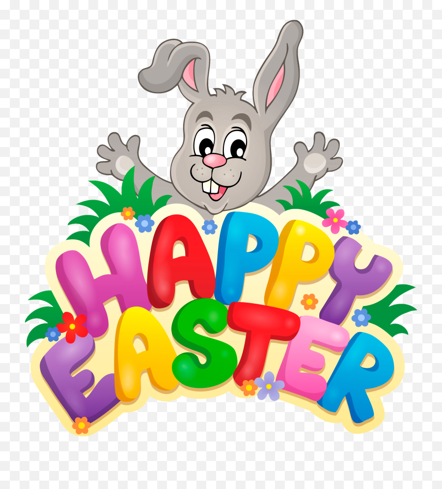 Transparent Happy Easter With Bunny Clipart Picture - Happy Easter Bunny Clipart Emoji,Easter Emoji
