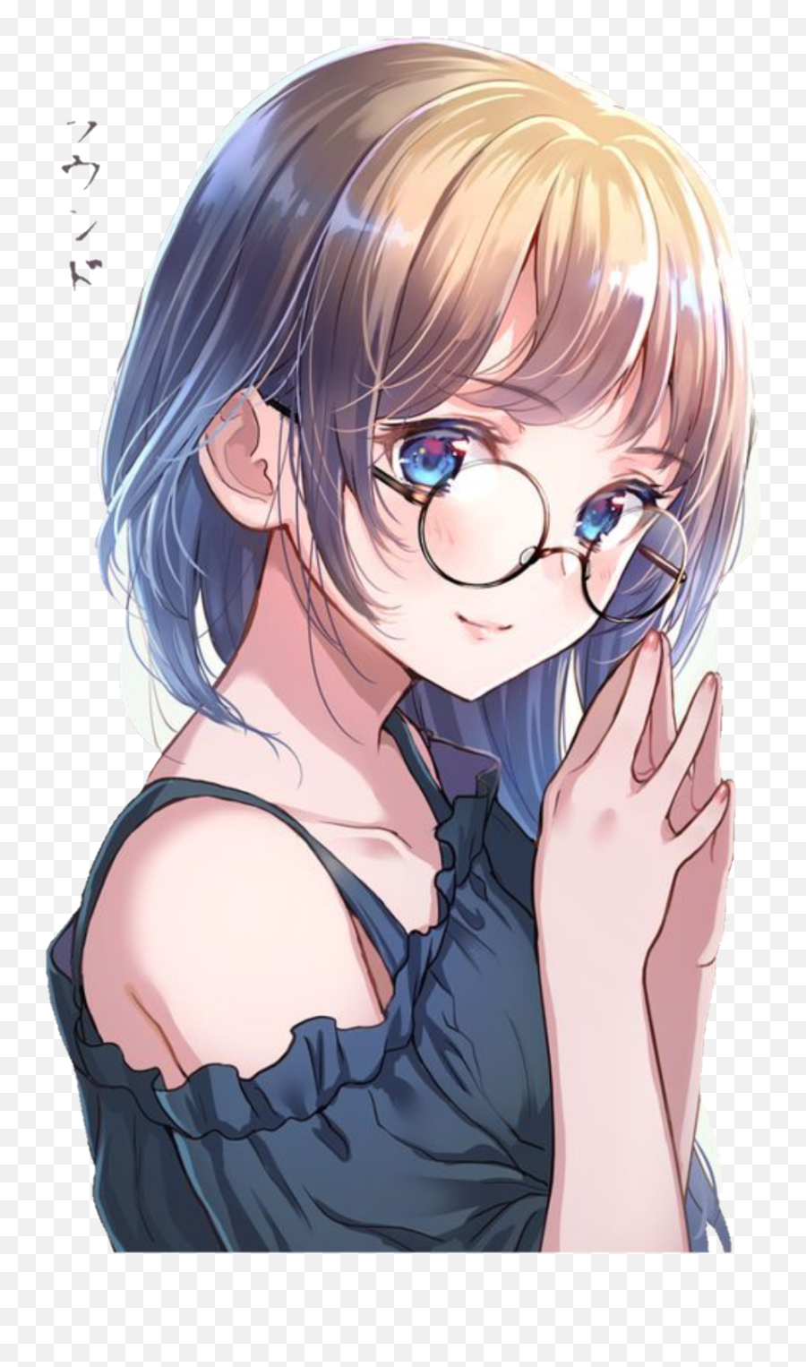Girls Anime Just Girly Things - Cute Anime Girl With Glasses Emoji,Emoji Things For Girls