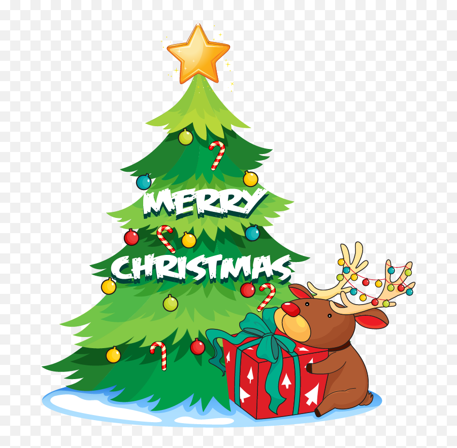 Emoji Christmastree Reindeer Christmas Text Freetoedit - Merry Christmas Tree Cartoon,Reindeer Emoji