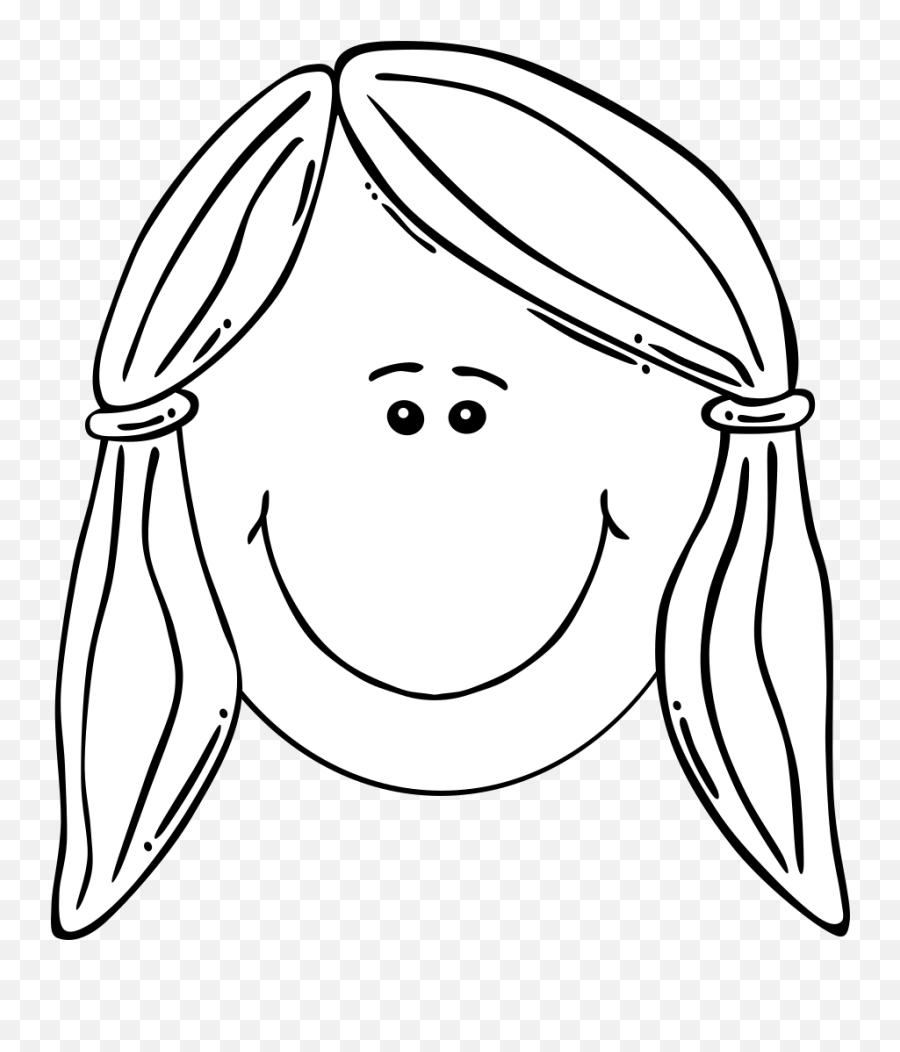 Smiling Girl Face Balck U0026 White Png Svg Clip Art For Web - Outline Girl Face Clipart Emoji,Emoji Big Eyes Red Cheeks
