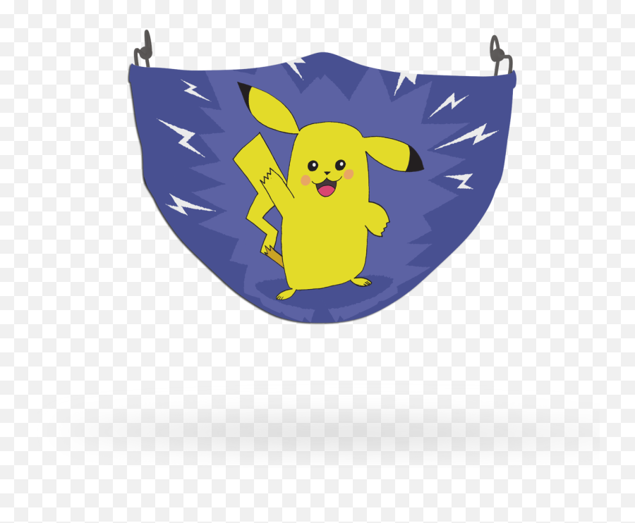 Blue Pokemon Pikachu Pattern Face Covering Print 4 - Happy Emoji,Pikachu Emoji