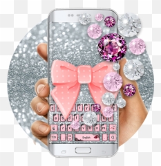 Pink Diamond Lace Bow Keyboard Apk Download App - Blinged Out Pink Icons Transparent Png Emoji,Pink Emoji Keyboard