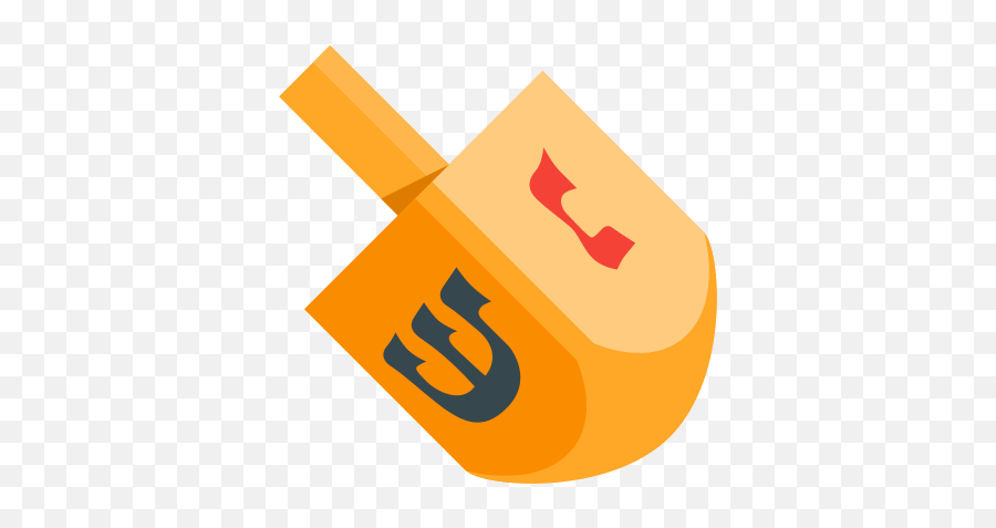 Dreidel Hanukkah Em Orange Yellow For Hanukkah - 500x500 Dreidel Png Emoji,Menorah Emoticon