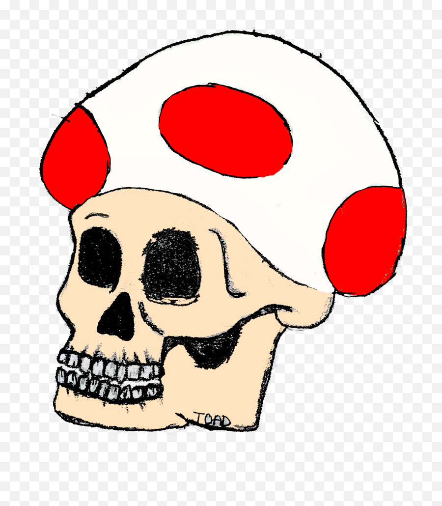 Toad Mario Skull Head Mushroom Drawing - Mushroom Mario Draw Png Emoji,Moogle Emoji