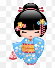 Japanese Clip Hair Transparent Png - Simple Kokeshi Doll Drawing Emoji