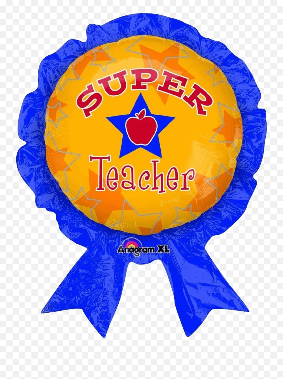 Super Teacher Giant 30 Award Balloon - Award Best Teacher Ribbon Emoji,Teacher Emoji Png