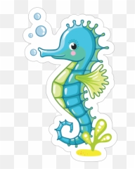 Blue Seahorse Blowing Bubbles - Seahorse Painting Cartoon Emoji,Seahorse Emoji