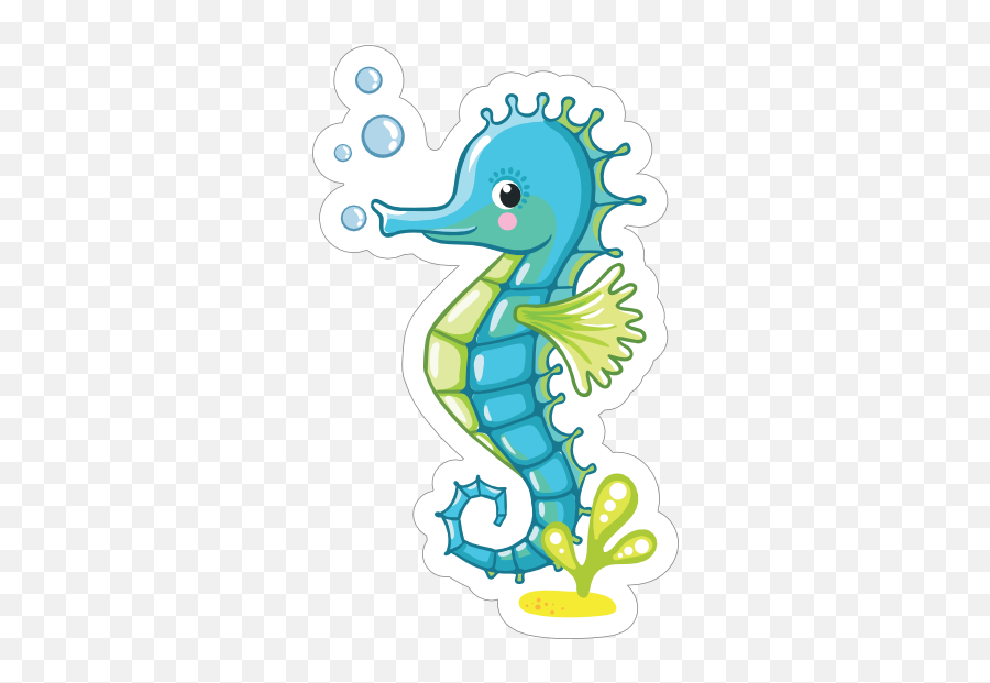 Blue Seahorse Blowing Bubbles - Seahorse Painting Cartoon Emoji,Seahorse Emoji
