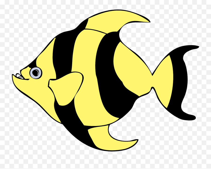 Zebra Fish Striped Yellow Sea - Fish Clip Art Emoji,Fish And Horse Emoji