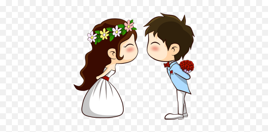 Couple Married T - Cute Cartoon Couple Wedding Emoji,Wedding Emoticon