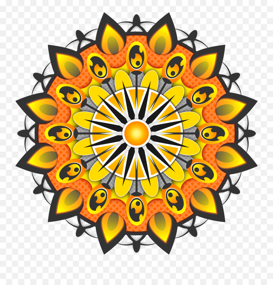 Clipart Snowflake Yellow Transparent - Mandala Color Vector Gratis Emoji,Snowflake Sun Leaf Leaf Emoji