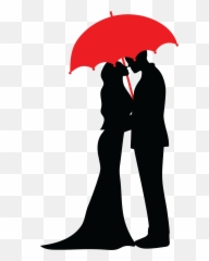 silhouette couple love umbrella rain kiss valentine - Romantic Couple Umbrella Silhouette Emoji