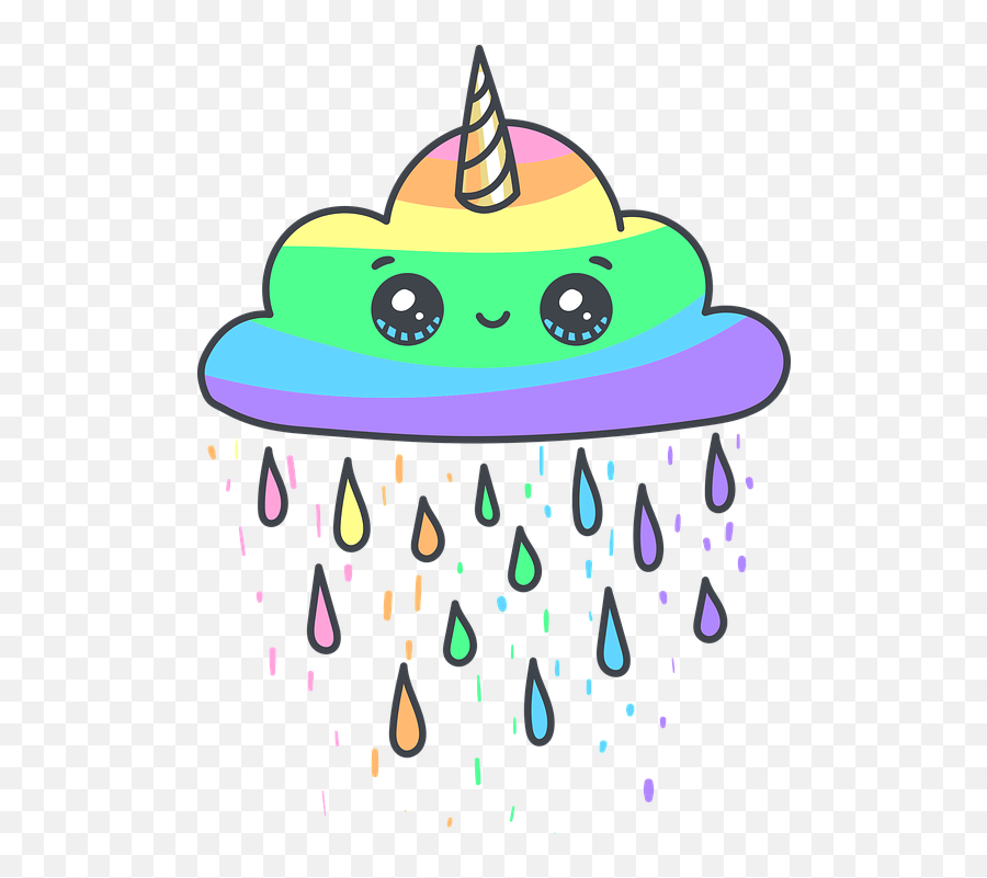 Cloud Rainbow Unicorn - Easy Cute Coloring Pages Emoji,Party Horn Emoji