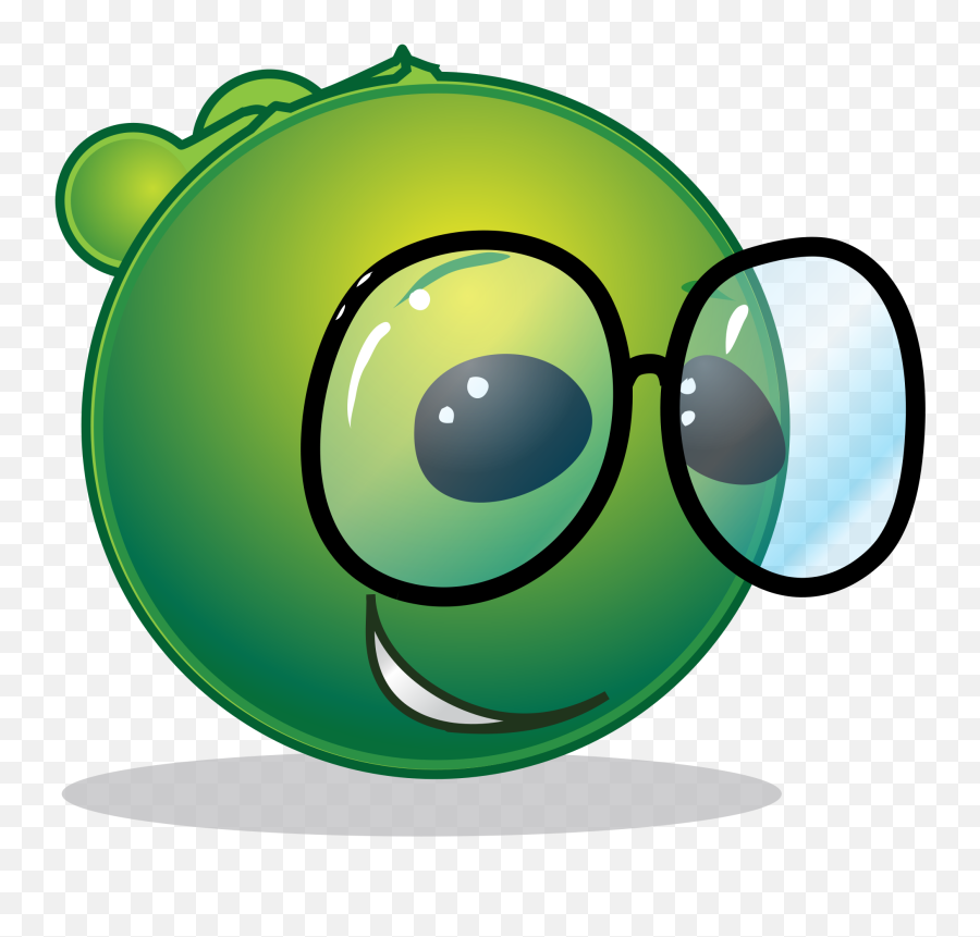 Smiley Green Alien Nerdy - Clip Art Emoji,Sunglasses Emoticon