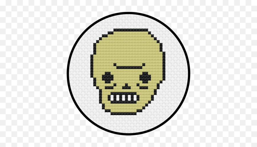 Awkward Skull Cross Stitch Pattern - Emoji Pixel Art Minecraft,Awkward Emoticon