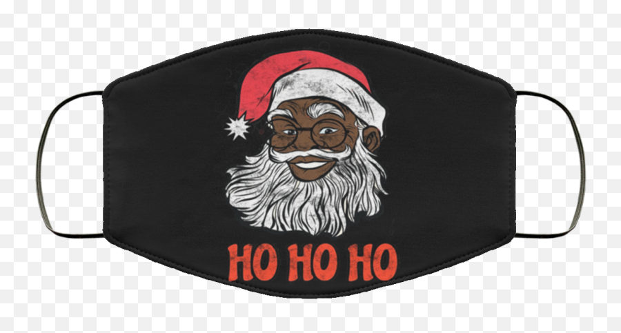 African American Santa Claus Ho Ho Ho Merry Christmas Face - Punisher Thin Blue Line Face Mask Emoji,Black Santa Emoji
