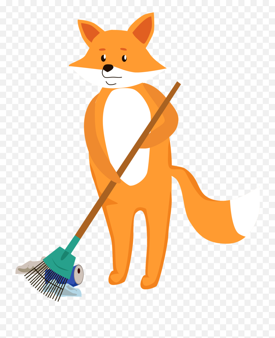 Fox Cleaning Up Clipart - Fox Cleaning Png Emoji,Rake Emoji