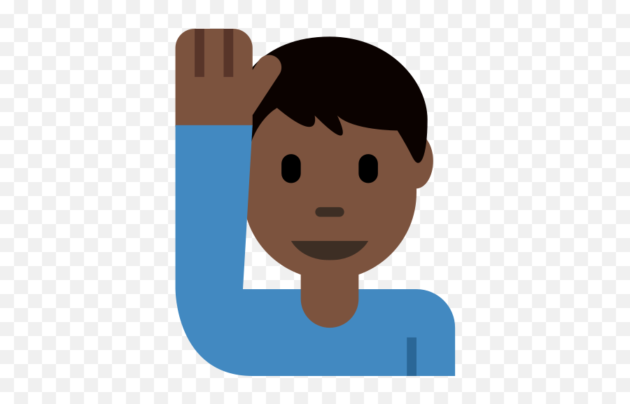 Man Raising Hand Emoji With Dark Skin Tone Meaning - Emoji Hombre Mano Levantada,Hand On Head Emoji