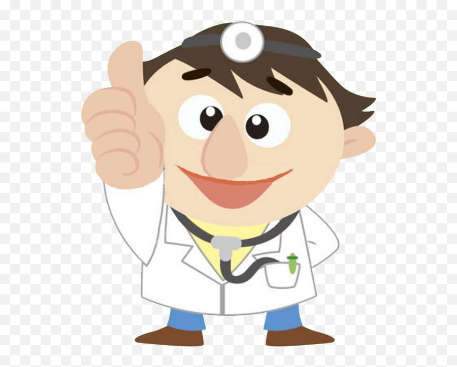 Png Black And White Stock Cartoon Physician Thumb Signal - Thumbs Doctor Cartoon Png Emoji,Black Thumbs Up Emoji