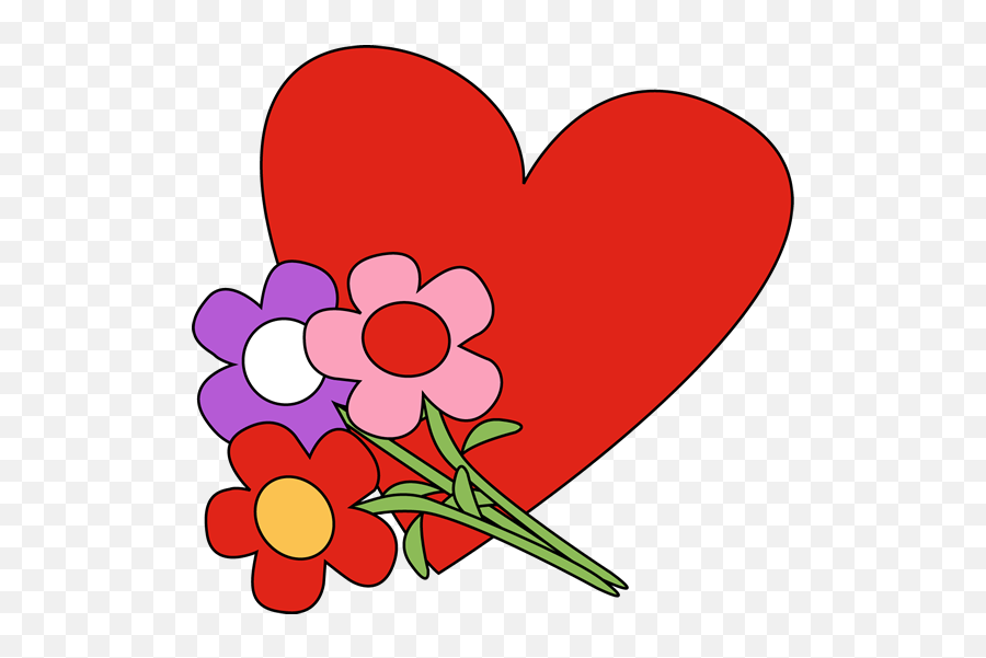 Free Valentine Day Heart Images - Heart And Flowers Clipart Emoji,Valentine...