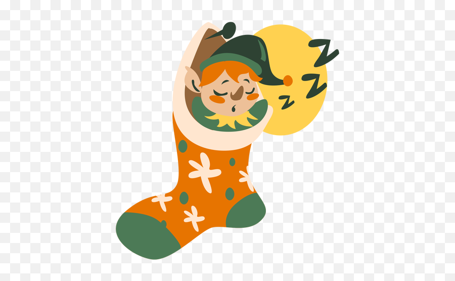Cute Christmas Elf Sleeping Sock - Cartoon Emoji,Elf Emoticon