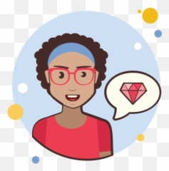 Teacher Lady Gem Icon - Free Download PNG and Vector Curly Hair Model Cartoon Emoji