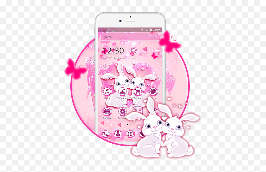 Shiny Kawai Pink Rabbit Theme - Apps On Google Play Cartoon Emoji,White Rabbit Emoji