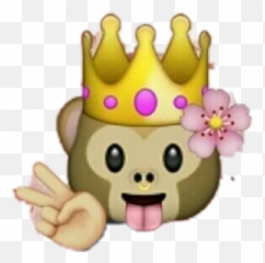 Monkey Emoji With Flower Crown Png Monkey Emoji With Flower - Monkey Emoji With Crown,Crown Emoji