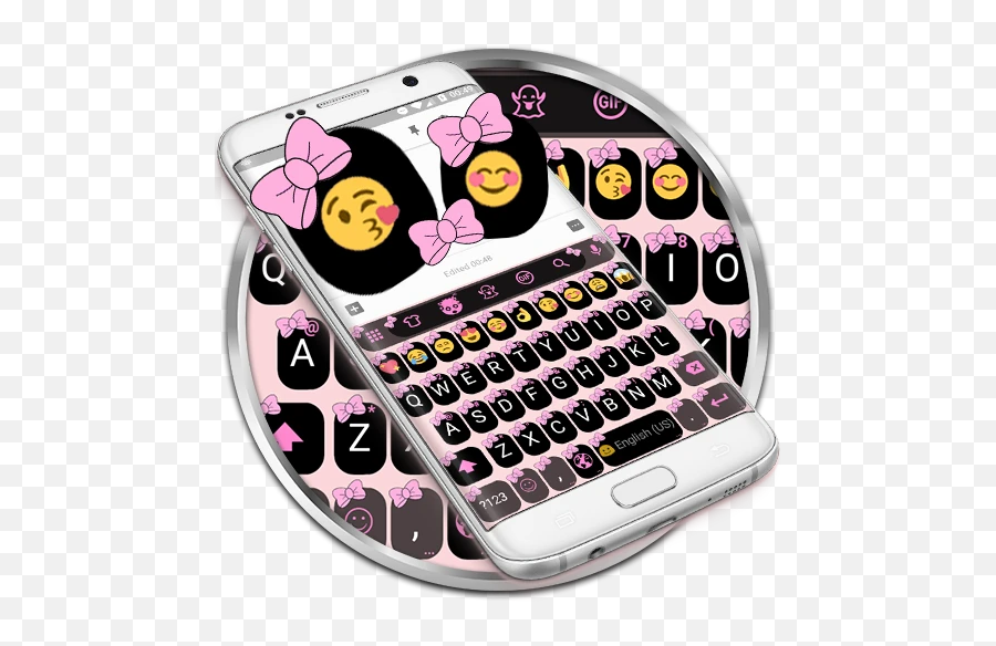 Ribbon Pink Pastel Emoji Keyboard Theme - Mobile Phone,Pink Bow Emoji