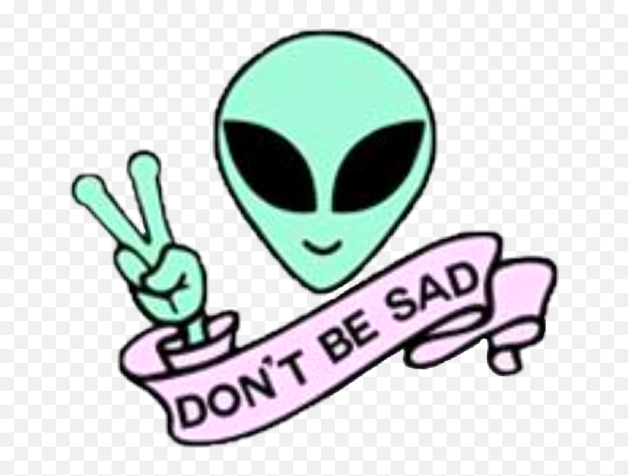 Alien Sad Happy Rad Pink Green Cute Kawaii Space Clipart - Don T Be Sad Alien Emoji,Rad Emoji