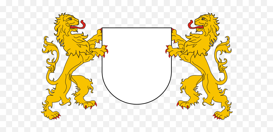 Lion Rampant In Heraldic Supporters - Lion Supporter Coat Of Arms Emoji,Fish And Horse Emoji