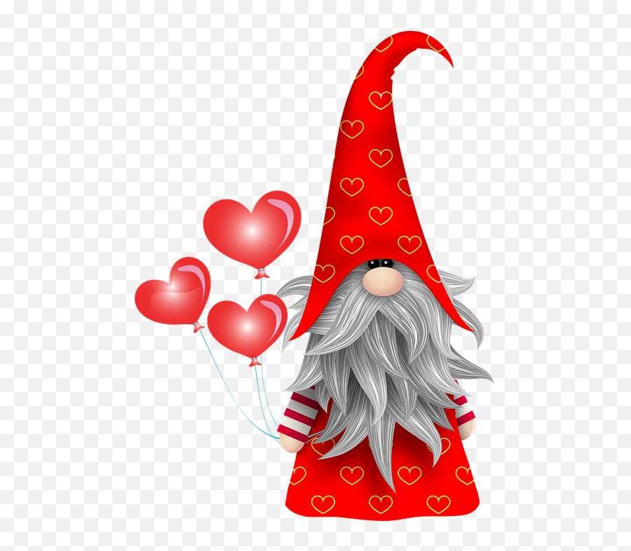 Valentine Gnome Scandivian - Christmas Gnome Emoji,House And Balloons Emoji