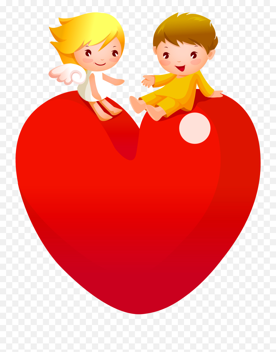 Red Heart With Angels Png Lady A - Cartoon Love Couple Love Whatsapp Dp Emoji,Emojis For Couples