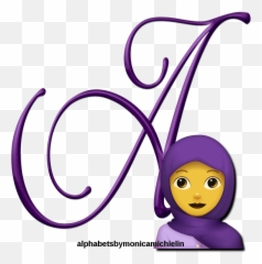 Monica Michielin Alphabets PURPLE GIRL EMOJI EMOTICON - Happy